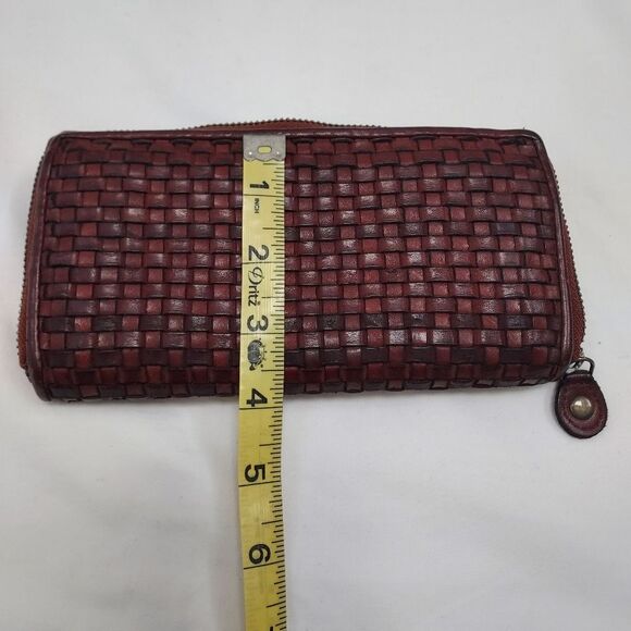 Ashwood Leather Cognac Brick Woven Zip Clutch Wallet - Picture 8 of 8